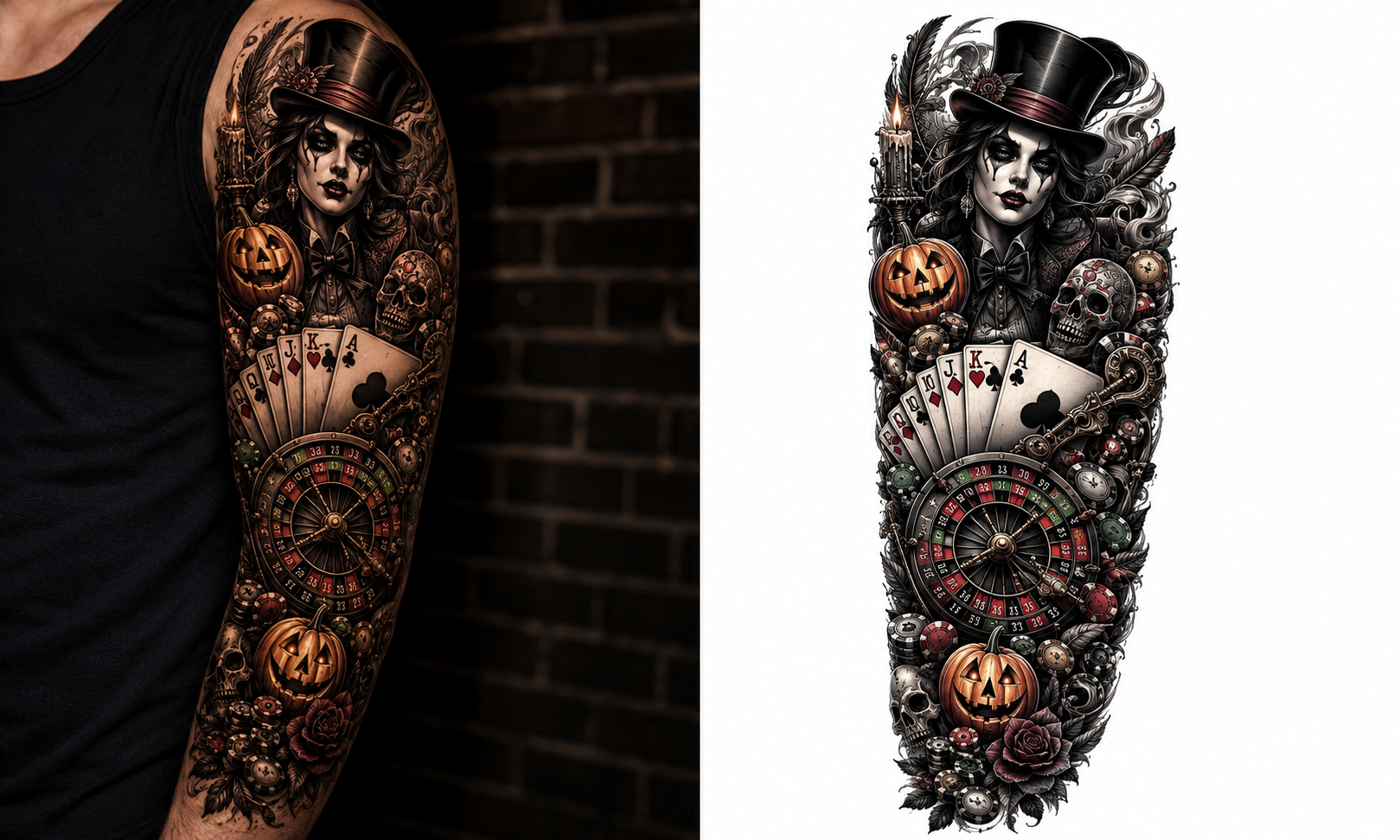 Midnight Casino Ritual tattoo model preview